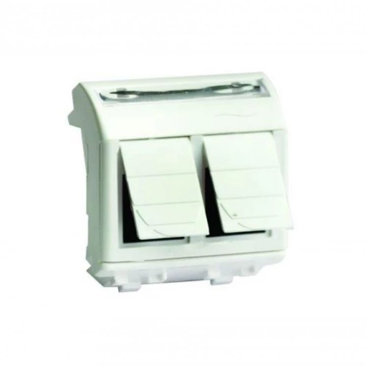 Розетка компьютерная 2-м СП 2мод. Brava RJ45 кат.5E бел. DKC 76656B