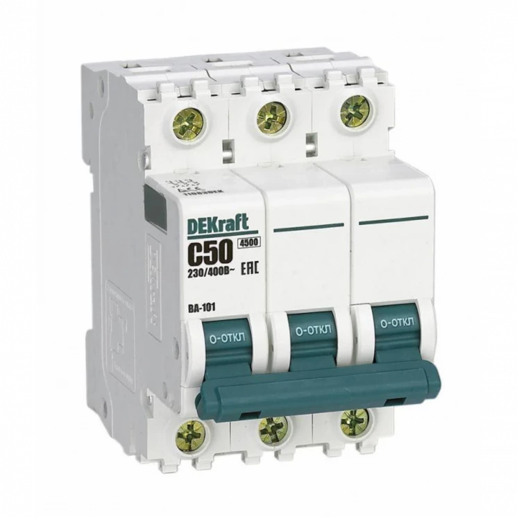 Выключатель автоматический модульный 3п C 50А 4.5кА ВА-101 DEKraft 11083DEK