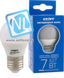 LED-Sphere-E27-7W40, Лампа светодиодная "шар" 7Вт, 220В, матовая