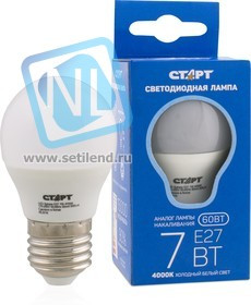 LED-Sphere-E27-7W40, Лампа светодиодная "шар" 7Вт, 220В, матовая