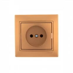 Розетка 1-м СП Mira 16А IP20 без заземл. со вставкой керамика зол. метал. LEZARD 701-1313-121