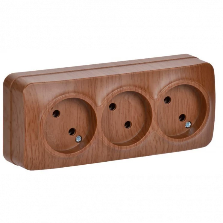 Розетка 3-м ОП GLORY РС23-2-ХД 10А без заземл. дуб IEK ERH30-K24-10