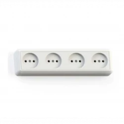 Розетка 4-м ОП Оптима РА16-402 16А IP20 с монтаж. пластиной бел. Кунцево 8024