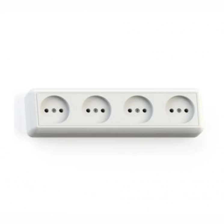 Розетка 4-м ОП Оптима РА16-402 16А IP20 с монтаж. пластиной бел. Кунцево 8024