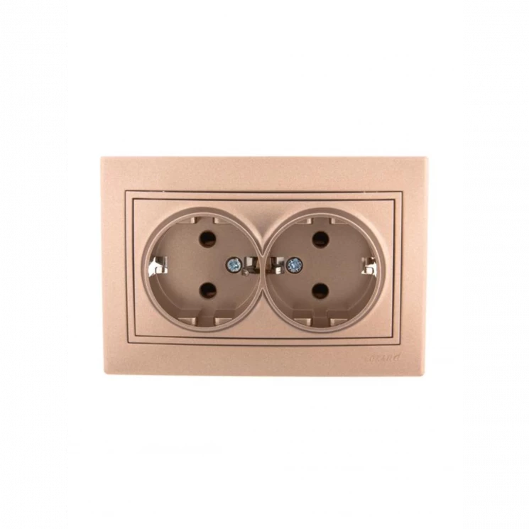 Розетка 2-м СП Mira 16А IP20 с заземл. со вставкой керамика свет. корич. перламутр. LEZARD 701-3131-