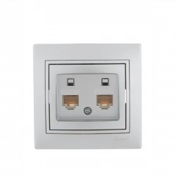 Розетка компьютерная 2-м СП Mira RJ45 сер. метал. LEZARD 701-1010-141