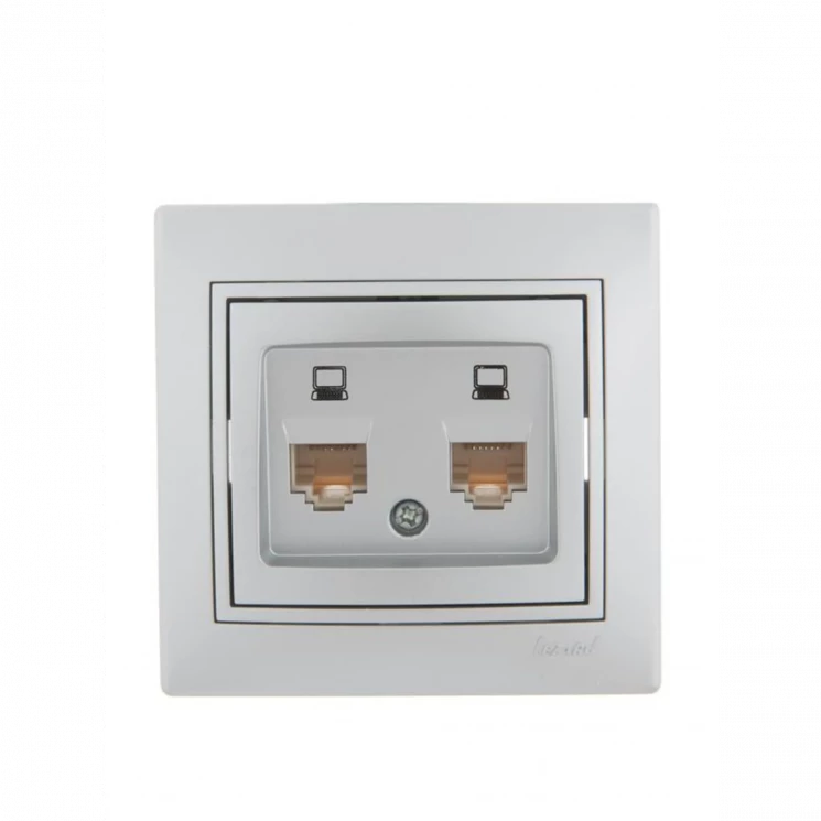 Розетка компьютерная 2-м СП Mira RJ45 сер. метал. LEZARD 701-1010-141