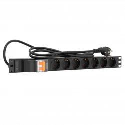 Блок розеток серии SNR-PDU базовый на 7хSchuko, шнур питания 1.8 м 3x1.5 мм² с вилкой Schuko, с защитой от перегрузки, 16A