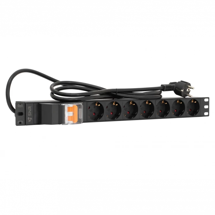 Блок розеток серии SNR-PDU базовый на 7хSchuko, шнур питания 1.8 м 3x1.5 мм² с вилкой Schuko, с защитой от перегрузки, 16A