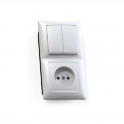 Блок СП БКВР-409 Селена (2-кл. выкл. + розетка) бел. Кунцево 8201