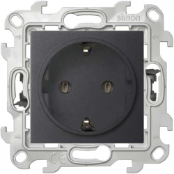 Розетка 1-м СП Simon 24 16А IP20 2P+E Push&amp;Go без защ. шторок механизм графит Simon 2420434-038