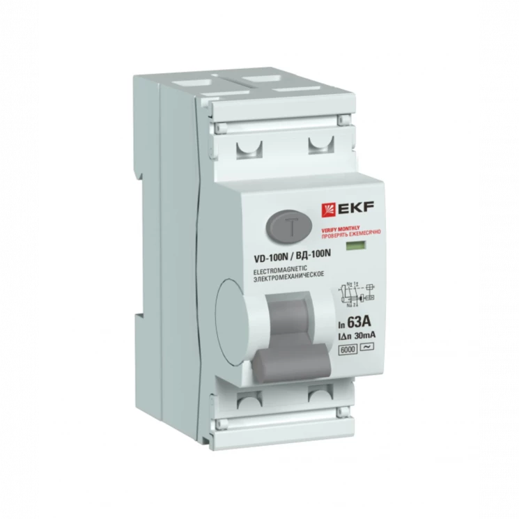 Выключатель дифференциального тока 2п 63А 30мА тип AC 6кА ВД-100N электромех. PROxima EKF E1026M6330