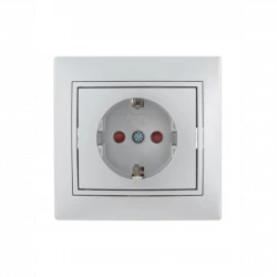 Розетка 1-м СП Mira 16А IP20 с заземл. защ. шторки со вставкой керамика сер. метал. LEZARD 701-1010-