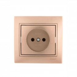 Розетка 1-м СП Mira 16А IP20 без заземл. со вставкой керамика свет. корич. перламутр. LEZARD 701-313
