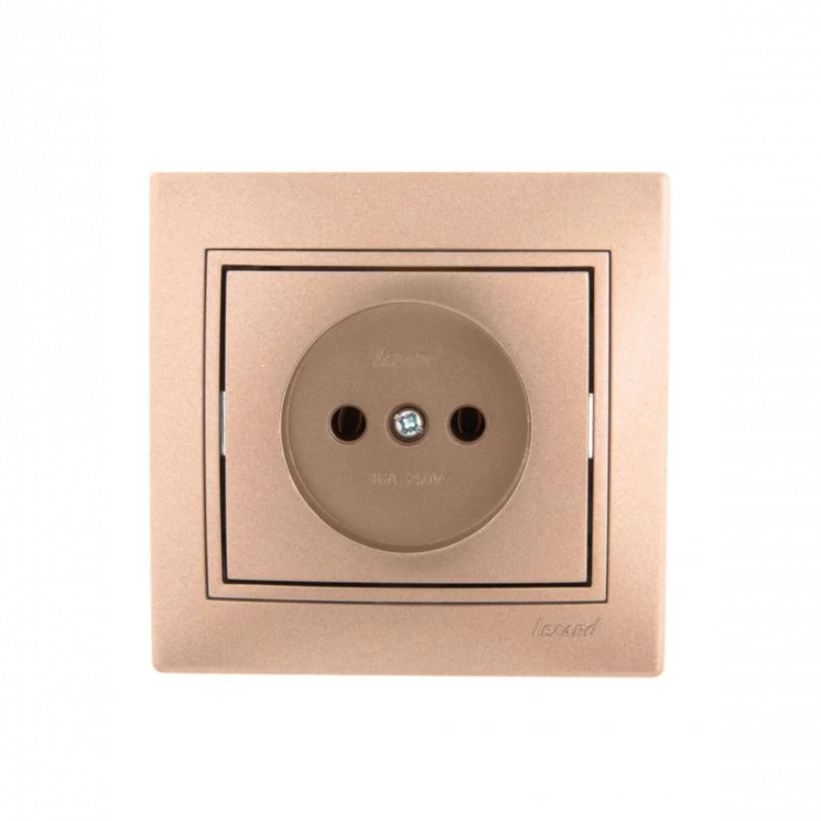 Розетка 1-м СП Mira 16А IP20 без заземл. со вставкой керамика свет. корич. перламутр. LEZARD 701-313
