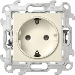 Розетка 1-м СП Simon 24 16А IP20 2P+E Push&amp;Go без защ. шторок механизм сл. кость Simon 2420434-031