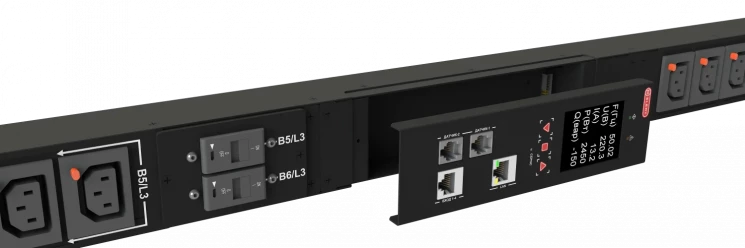 Блок розеток интеллектуальный iPDU-6014: ZeroUnit, 230V, 32А, in IEC60309 P+N+E, out (24) C13 с фиксацией e-lock