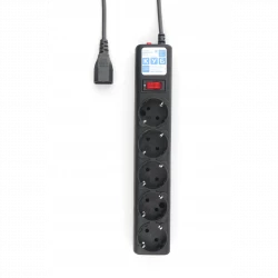 Ф-удлинитель, PC 0,5м, 5р, черн. 10А, UPS(C14), SPG5-В1