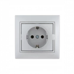 Розетка 1-м СП Mira 16А IP20 с заземл. со вставкой керамика сер. метал. LEZARD 701-1010-122