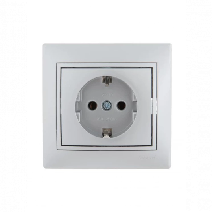 Розетка 1-м СП Mira 16А IP20 с заземл. со вставкой керамика сер. метал. LEZARD 701-1010-122