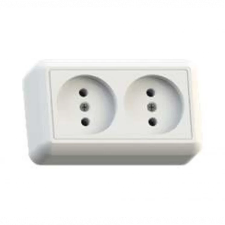 Розетка 2-м ОП Оптима РА10-373 10А IP20 без заземл. с монтаж. пластиной бел. Кунцево 8009