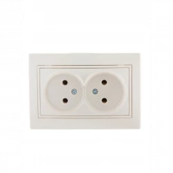 Розетка 2-м СП Mira 16А IP20 без заземл. со вставкой керамика жемчуж./бел. перламутр. LEZARD 701-303