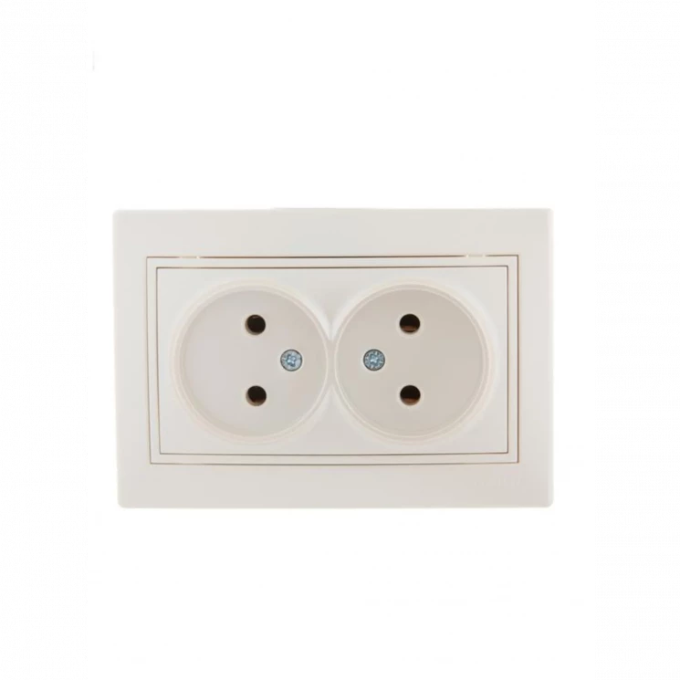 Розетка 2-м СП Mira 16А IP20 без заземл. со вставкой керамика жемчуж./бел. перламутр. LEZARD 701-303