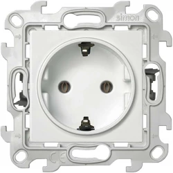 Розетка 1-м СП Simon 24 16А IP20 2P+E Push&amp;Go без защ. шторок механизм бел. Simon 2420434-030