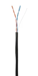 Кабель NETLAN U/UTP 2 пары, Кат.5 (Класс D), 100МГц, одножильный, BC (чистая медь), внешний, PE до -40C, черный, 305м