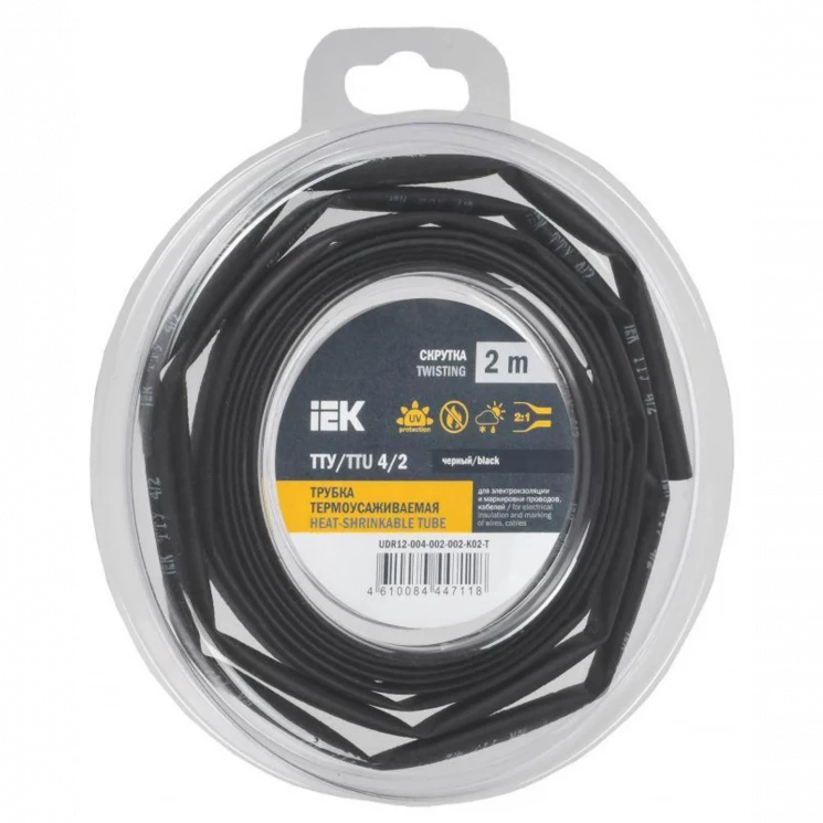 Трубка термоусадочная ТТУ нг-LS 4/2 черн. (уп.2м) IEK UDR12-004-002-002-K02-T