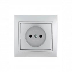 Розетка 1-м СП Mira 16А IP20 без заземл. со вставкой керамика сер. метал. LEZARD 701-1010-121