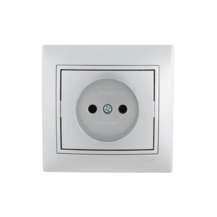 Розетка 1-м СП Mira 16А IP20 без заземл. со вставкой керамика сер. метал. LEZARD 701-1010-121