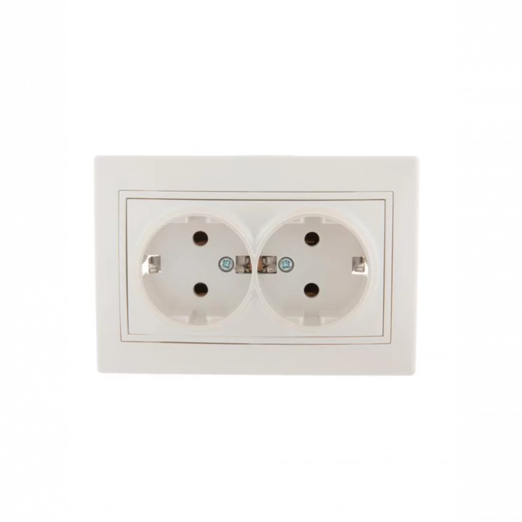 Розетка 2-м СП Mira 16А IP20 с заземл. со вставкой керамика жемчуж./бел. перламутр. LEZARD 701-3030-
