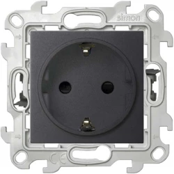 Розетка 1-м СП Simon 24 16А IP20 2P+E Push&amp;Go защ. шторки механизм графит Simon 2420432-038
