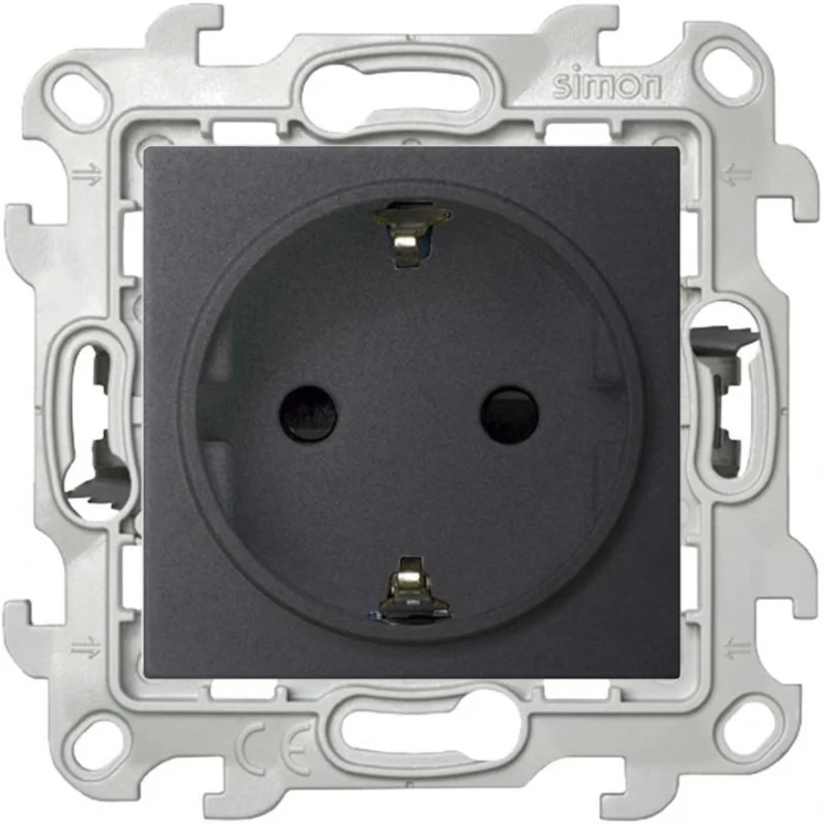 Розетка 1-м СП Simon 24 16А IP20 2P+E Push&amp;Go защ. шторки механизм графит Simon 2420432-038