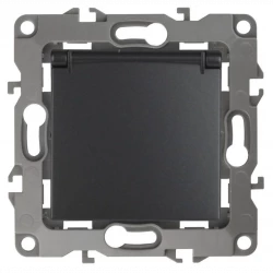 Розетка 1-м СП Эра12 12-2103-05 16А IP20 16AX 250В 2P+E Schuko защ. шторки с крышкой механизм антрац