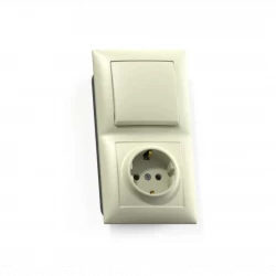 Блок СП БКВР-411 Селена (1-кл. выкл. + розетка с заземл.) сл. кость Кунцево 8176