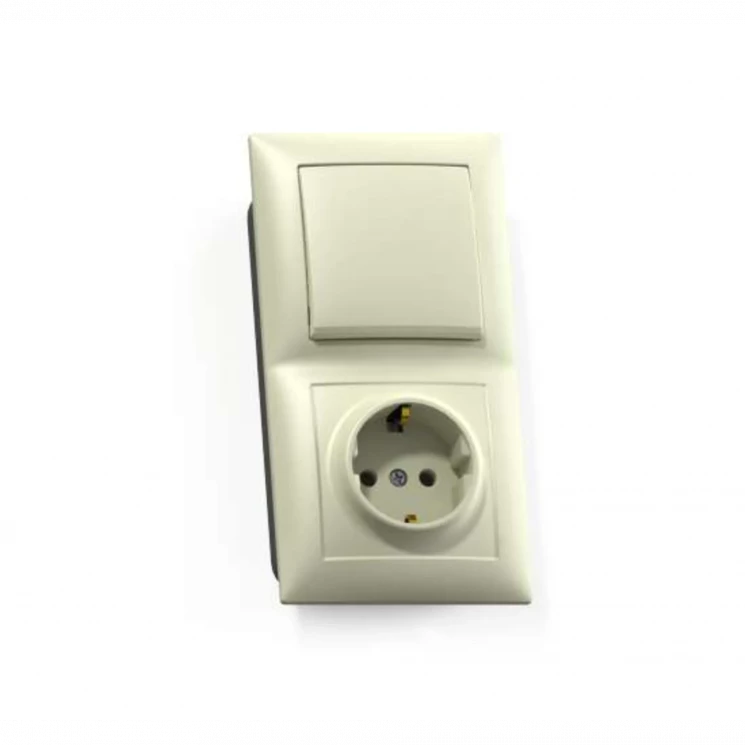 Блок СП БКВР-411 Селена (1-кл. выкл. + розетка с заземл.) сл. кость Кунцево 8176