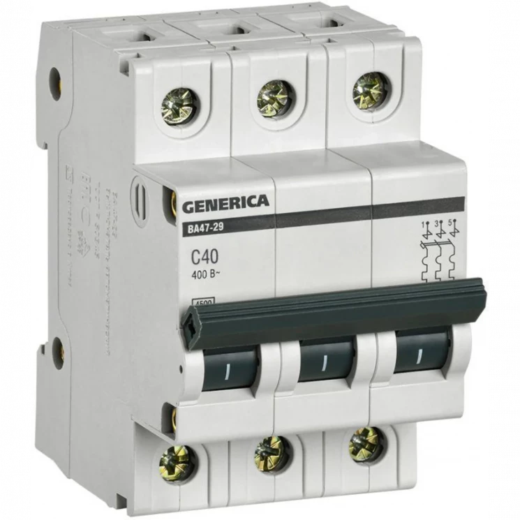 Выключатель автоматический модульный 3п C 40А 4.5кА ВА47-29 GENERICA MVA25-3-040-C