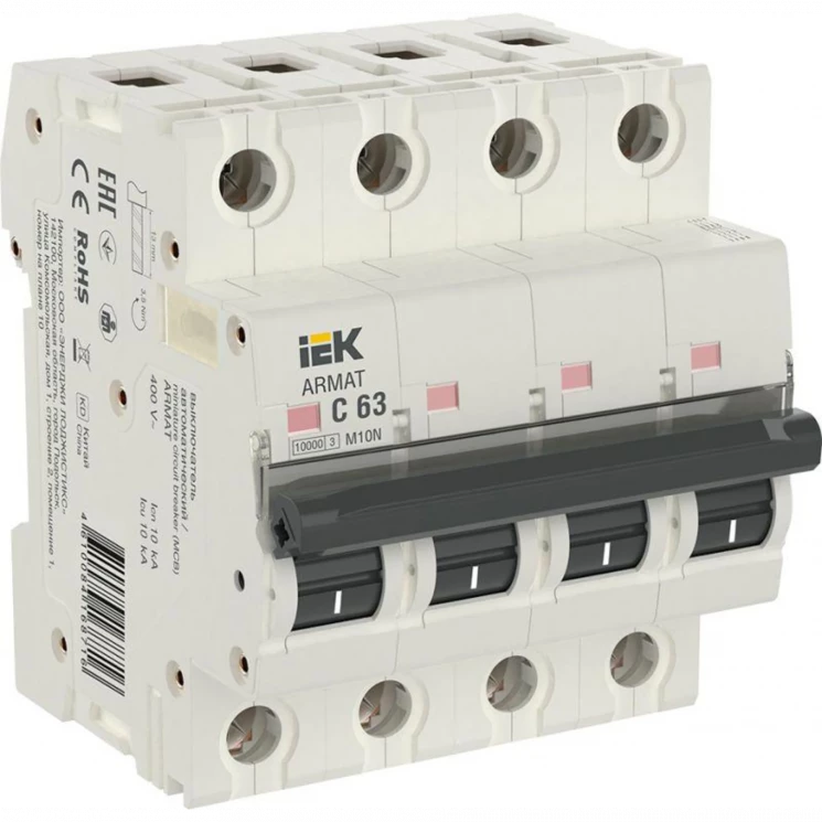 Выключатель автоматический модульный 4п C 63А M10N ARMAT IEK AR-M10N-4-C063