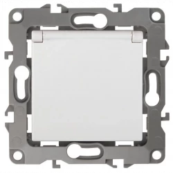 Розетка 1-м СП Эра12 12-2103-01 16А IP20 16AX 250В 2P+E Schuko защ. шторки с крышкой механизм бел. Э