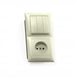 Блок СП БКВР-410 Селена (3-кл. выкл. + розетка) сл. кость Кунцево 8172