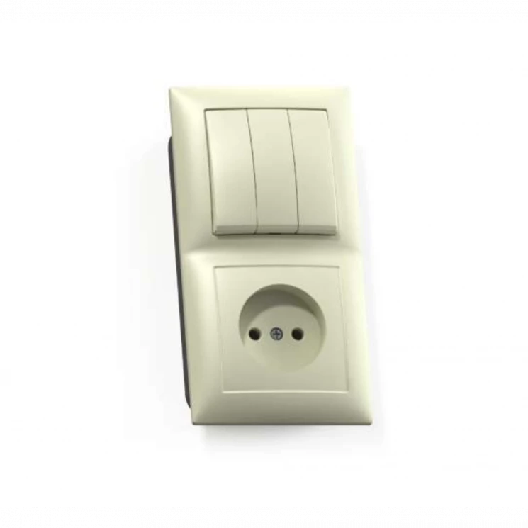 Блок СП БКВР-410 Селена (3-кл. выкл. + розетка) сл. кость Кунцево 8172