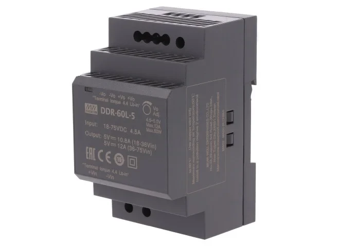 Преобразователь DC/DC , 60Вт, вход 18-75В, выход 5В/6А Mean Well