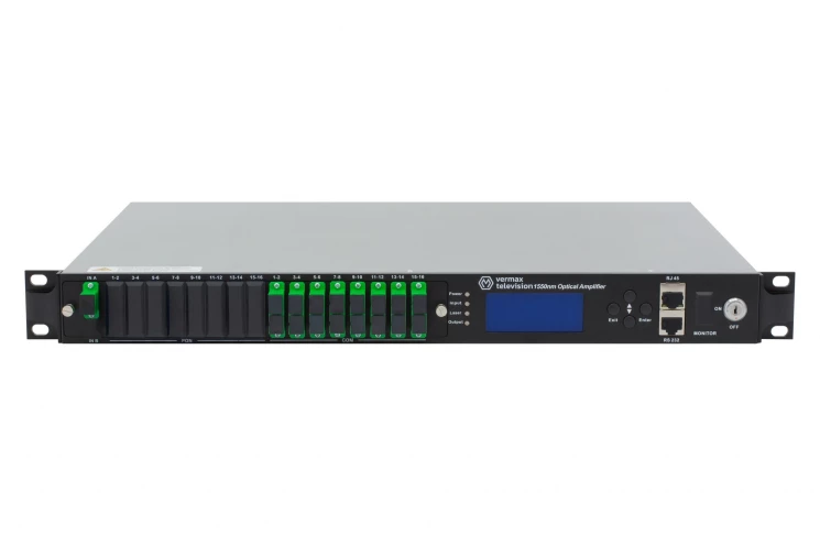 Оптический усилитель VERMAX для сетей КТВ, 1 вход, 16*16dBm выход, RT1, 1U