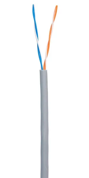 Кабель NETLAN U/UTP 2 пары, Кат.5 (Класс D), 100МГц, одножильный, BC (чистая медь), внутренний, PVC нг(B), серый, 500м