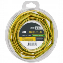 Трубка термоусадочная ТТУ нг-LS 3/1.5 желт./зел. (уп.2м) IEK UDR12-003-D15-002-K52-T