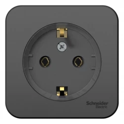 Розетка 1-м ОП Blanca 16А IP20 250В с заземл. без защ. шторок с изолир. пластиной (компакт) антрацит