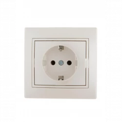 Розетка 1-м СП Mira 16А IP20 с заземл. со вставкой керамика жемчуж./бел. перламутр. LEZARD 701-3030-