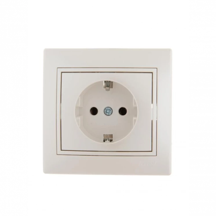 Розетка 1-м СП Mira 16А IP20 с заземл. со вставкой керамика жемчуж./бел. перламутр. LEZARD 701-3030-